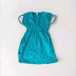 Lauren Ralph Lauren Womens Small Teal Green Mini Dress Pockets Sleeveless Summer